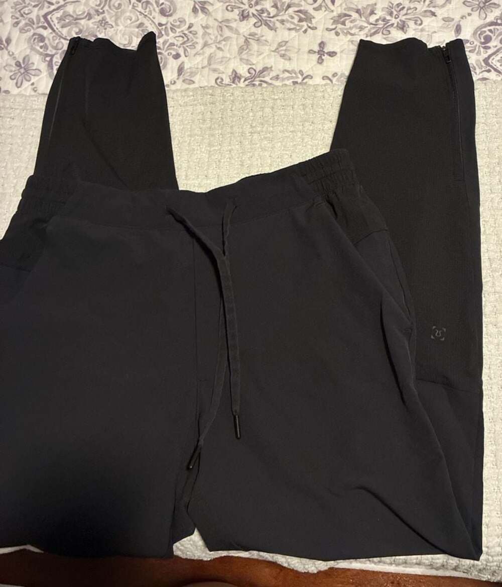 Lululemon Athletica Black Drawstring Athletic Pants with Ankle Zippers